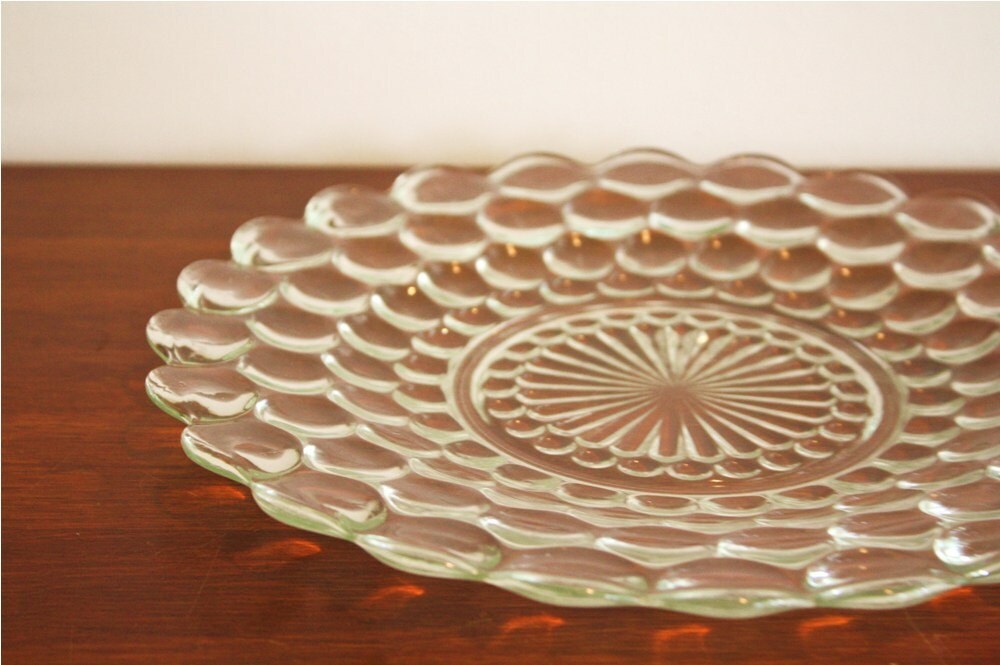 Vintage clear glass platter serving tray Etsy