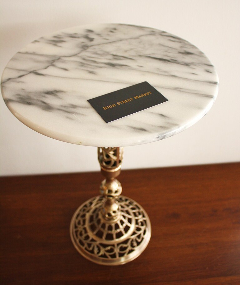 Vintage marble top side table with a brass base Etsy