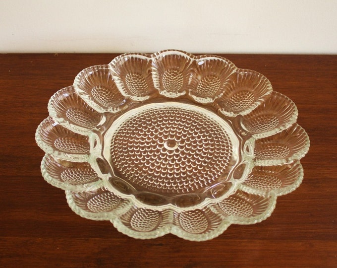 Vintage Crystal Deviled Egg Platter, Serving Plate Etsy