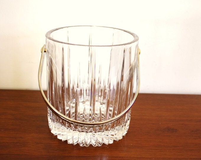 Vintage Crystal Ice Bucket With Silver Handle Etsy