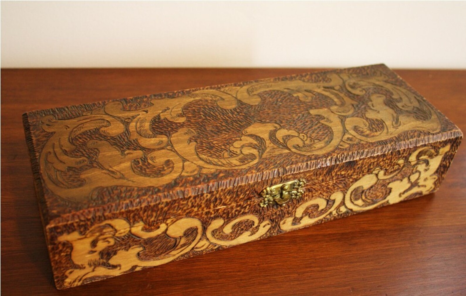 1907 Antique carved wooden box Flemish 681 Art Etsy