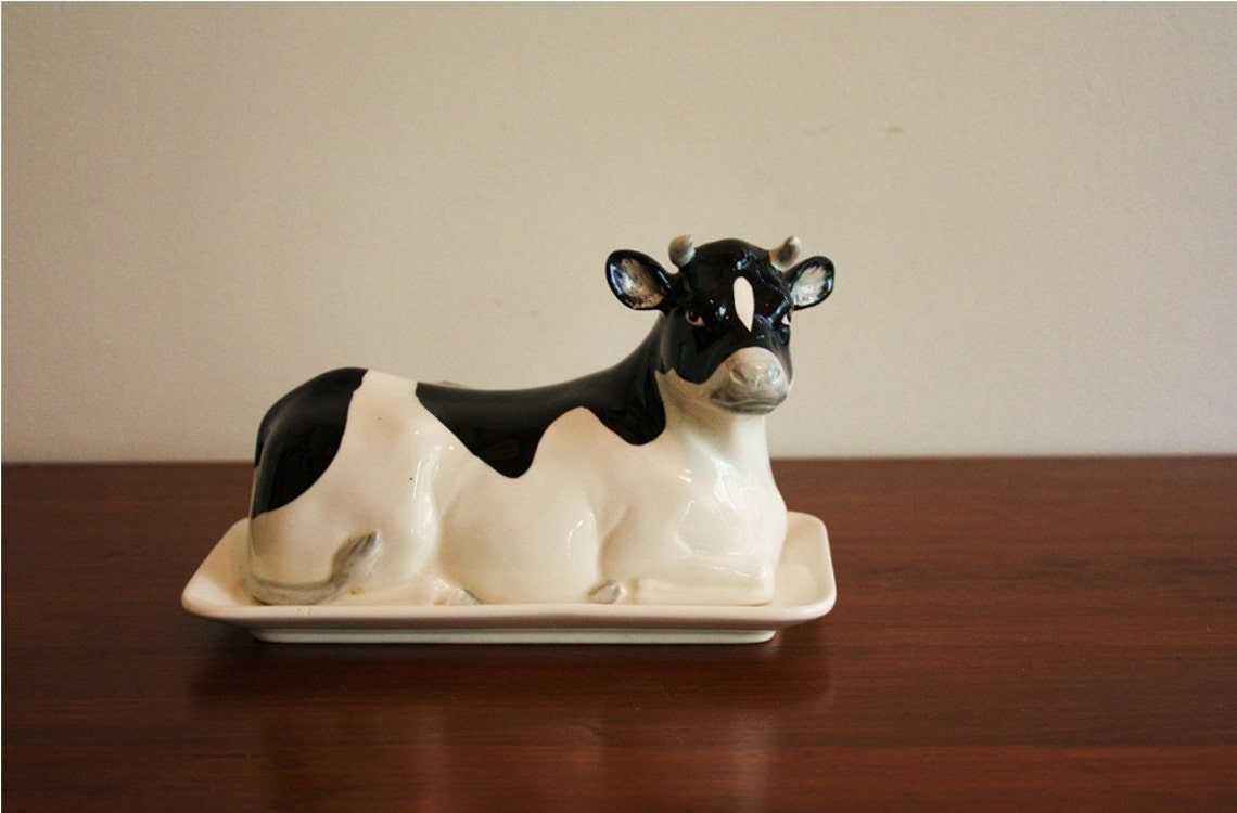 Vintage ceramic COW butter dish with lid Otagiri Japan Etsy