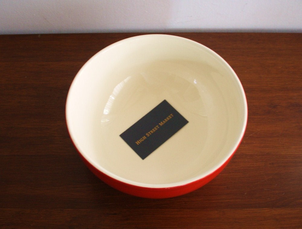 Large red ceramic mixing bowl with white interior Universal Etsy