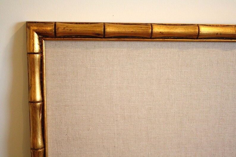 Bulletin board with vintage gold bamboo frame Etsy