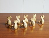 Vintage set of 8 brass pineapple napkin rings