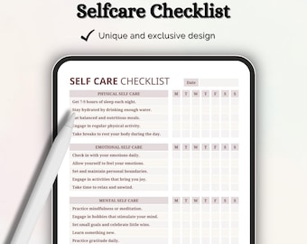 Self Care Checklist Journal, Wellness Planner, Daily Routine Tracker, Mental Health Journal, Mindfulness Gift