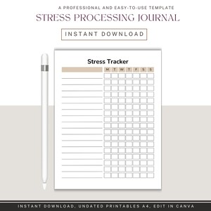 Stress Processing Journal, Mental Health Workbook, Anxiety Relief Notebook, Self Care Planner, Mindfulness Gift