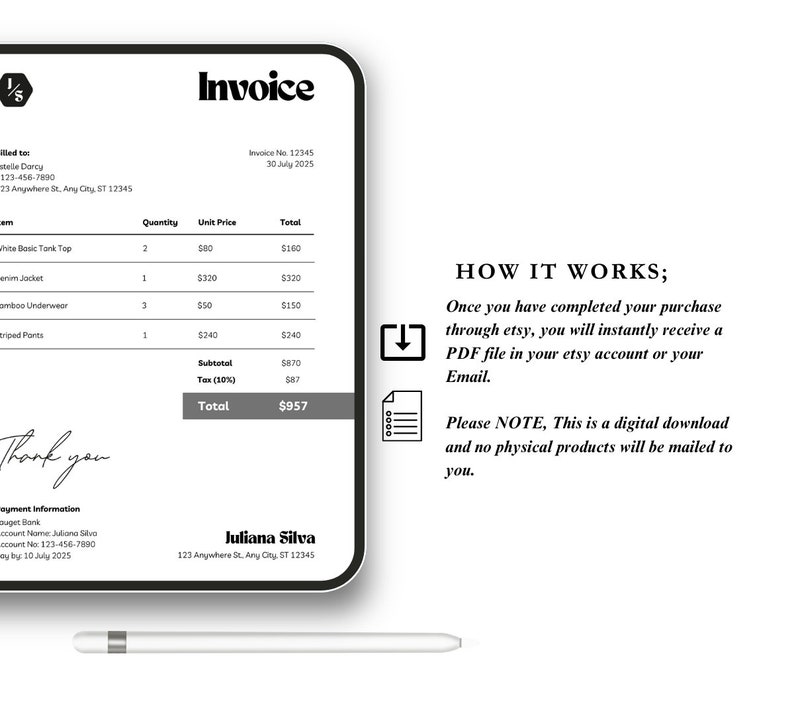 Minimalist Invoice Template: Clean Business Form (printable) - Etsy