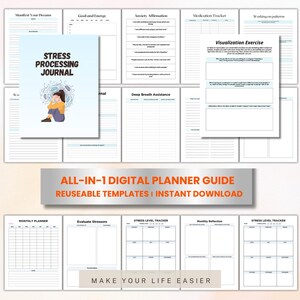 Stress Processing Journal, Mental Health Diary, Self-Care Planner, Wellness Notebook, Anxiety Relief Gift