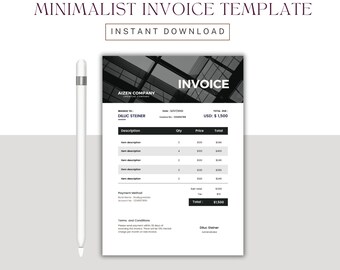 Minimalist Invoice Template: Printable Business Receipt (Digital Download)