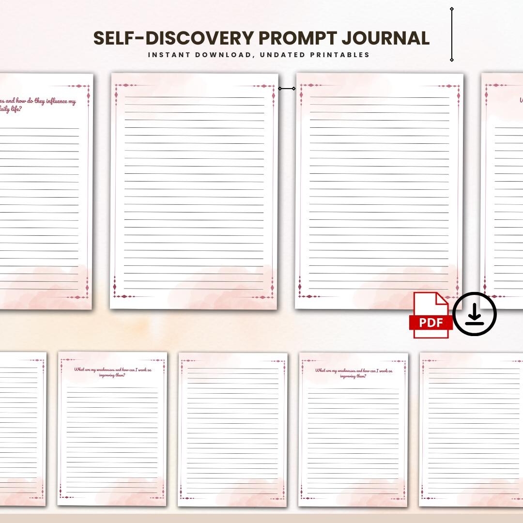 Self-discovery Prompt Journal, Reflection Notebook, Guided Writing ...