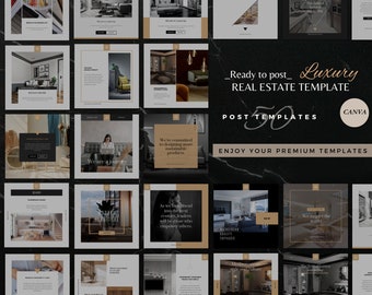 Luxury Real Estate Instagram Templates: Social Media Marketing (50 Pages)