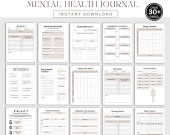 Gratitude Journal for Mental Health, Mindfulness Planner, Mood Tracker Notebook, Positivity Journal, Therapy Workbook