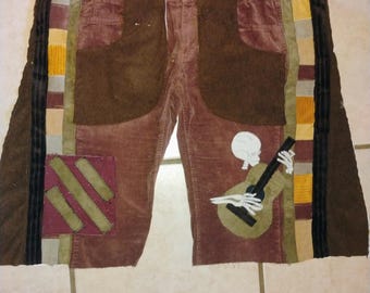 Custom corduroy patchwork Grateful Dead Festival Shorts