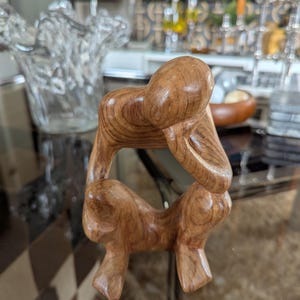 Mid Century &quot;Thinker&quot; Teak Wooden Figure from the 60s Vintage