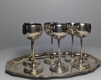 RARE WMF Art Nouveau Liqueur Set • 6 Silver-plated Goblets