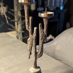 Brutalism bronze candlestick design by Dalbeck 1960s 60s Vintage Mid Century