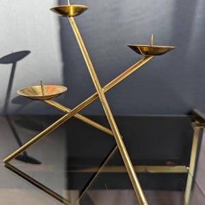Vintage brass candlestick in Bauhaus style 60s 60s Mid Century Candleholder