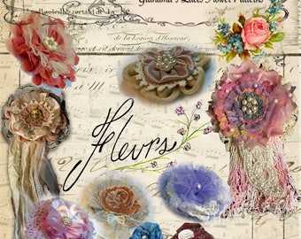 Tutorial para hacer flores de tela: Decoración de boda DIY, encaje y flores shabby chic - Guía impresa