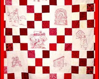 Conjunto de patrones de bordado "La Casita Roja": 10 diseños de colchas (descarga digital)