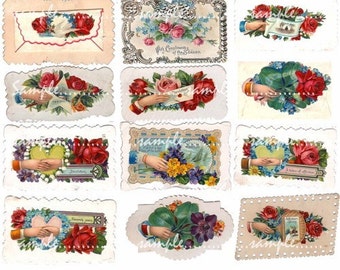 Victorian Calling Cards  Collage Sheet ATC art  digital delivery