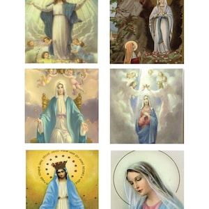 Digitale Moeder Mary Holy Cards bijna gratis 3 "vierkant Een dozijn van Vintage Images op 2 jpeg-bestanden