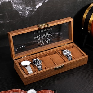 Custom Engraved wooden Watch Box, Personalized Watch Case, watch storage jewelry box, Gift for man father, Anniversary Birthday Gift for Men