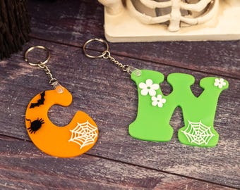 Etiqueta personalizada para bolso de Halloween: llavero acrílico con diseño espeluznante en 3D