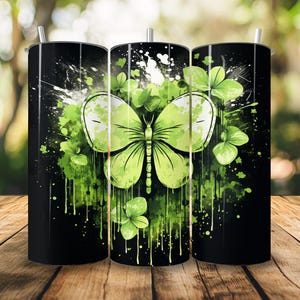 Shamrock Butterfly Tumbler: Lucky Irish St. Patrick&#39;s Day Drinkware