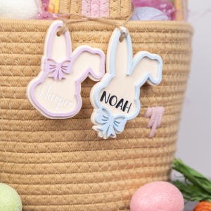 Personalized Acrylic Bunny Name Tag: Custom Easter Basket Charm