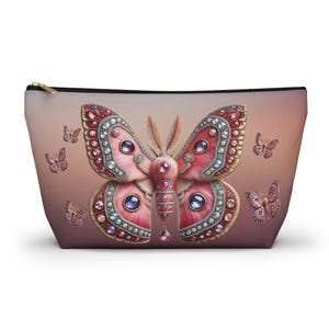 Moth Bag Accessory Pouch w T-bottom Cosmetic Bag Travel Bag Makeup Bag Pouch Jewelry Bag Makeup Pouch Accessory Bag Gift for Her Unique Gift