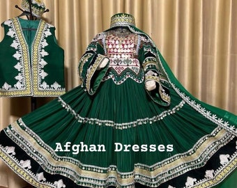 Grön afghansk lång nikkah-väst och klänning för par