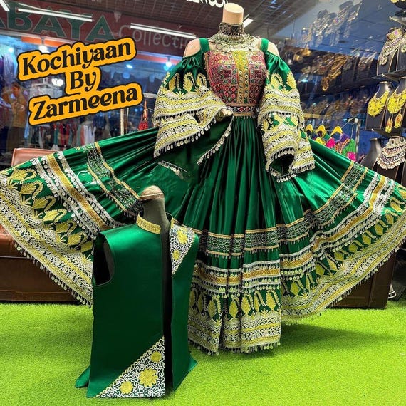 Traditional long Afgan Dress.Afhani Wedding Dress,Kuchi Nikkah Outfit For Bride.