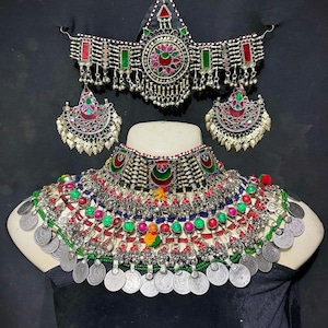Multi colour afghan nikkah jewellary set for women