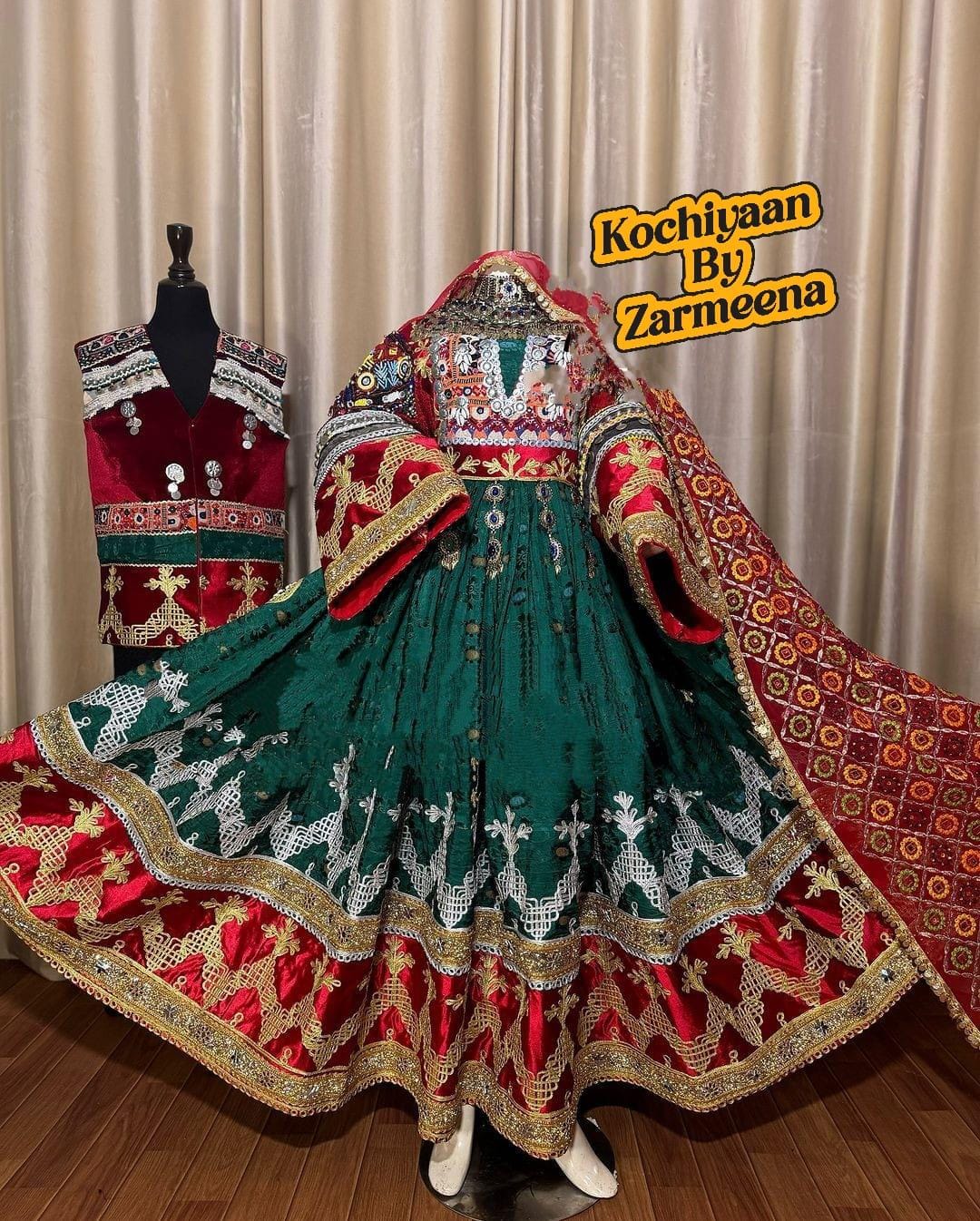 Afghan nikkah couple green dress