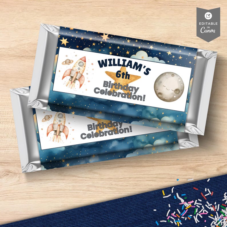 Outer Space Chocolate Bar Wrapper Template, Astronaut Candy Bar Wrapper ...