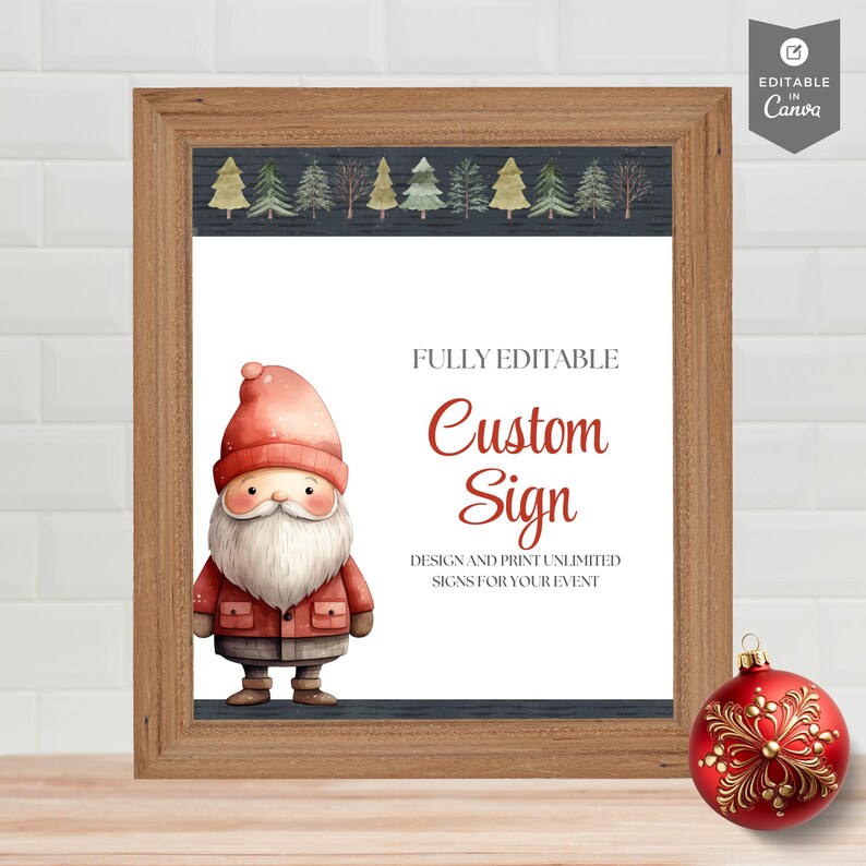 North Pole Custom Sign Template, Blank Table Sign, Christmas Birthday ...