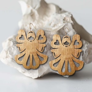 christmas angel Earrings Wood Laser Cut Svg file Digital Download