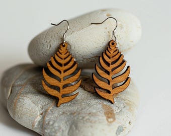 Leaf Shape Earrings Wood Laser Cut Svg file Digital Download, LEAFEARRINGS