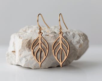 Abstract Leaf Shape Earrings Wood Laser Cut Svg file Digital Download, LEAFEARRINGS