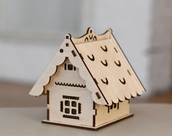 Christmas little House, Winter Wonderland Christmas Village, Christmas Miniature House, laser cut, svg laser cut files
