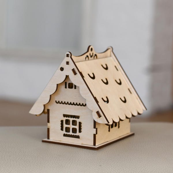Weihnachten kleines Haus, Winter Wunderland Weihnachtsdorf, Weihnachten Miniatur Haus, Laser geschnitten, svg Laser cut Dateien