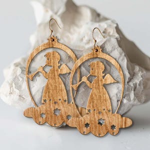 christmas angel Earrings Wood Laser Cut Svg file Digital Download