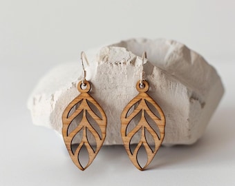 Leaf Shape Earrings Wood Laser Cut Svg file Digital Download, LEAFEARRINGS