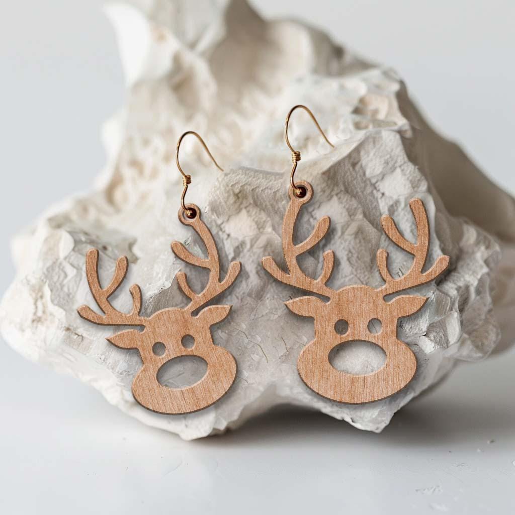 Christmas deer Earrings Wood Laser Cut Svg file Digital Download