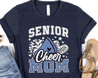 Senior Cheer Mom T-Shirt, Blue Glitter Design