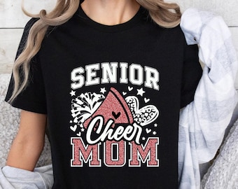Senior Cheer Mom T-Shirt, Faux Glitter Sparkly Design