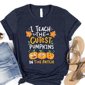 Niedliches Lehrer-Halloween-Shirt, Herbst-Lehrer-Hemden, Kürbis-Lehrer-T-Stück, niedliche Lehrer-Hemden, unterrichten Sie die niedlichsten Kürbise im Flicken-Hemd