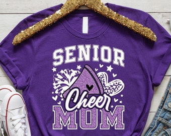 Senior Cheer Mom Era Shirt, Purple Glitter Tee