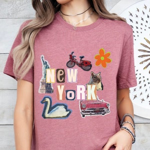 Koszula New York - NY Tee, pamiątka z Nowego Jorku, koszulka New Yorker, prezent dla wielbiciela Nowego Jorku, prezenty z Nowego Jorku, koszulka NYC dla kobiet, Vintage Crew